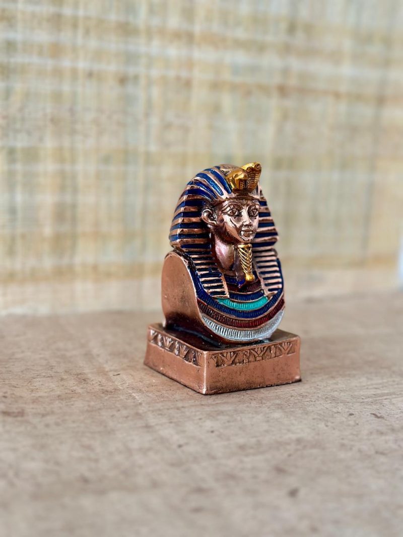 Decorative Gold Egyptian Pharaoh Head Bust Statue, 11 cm Height