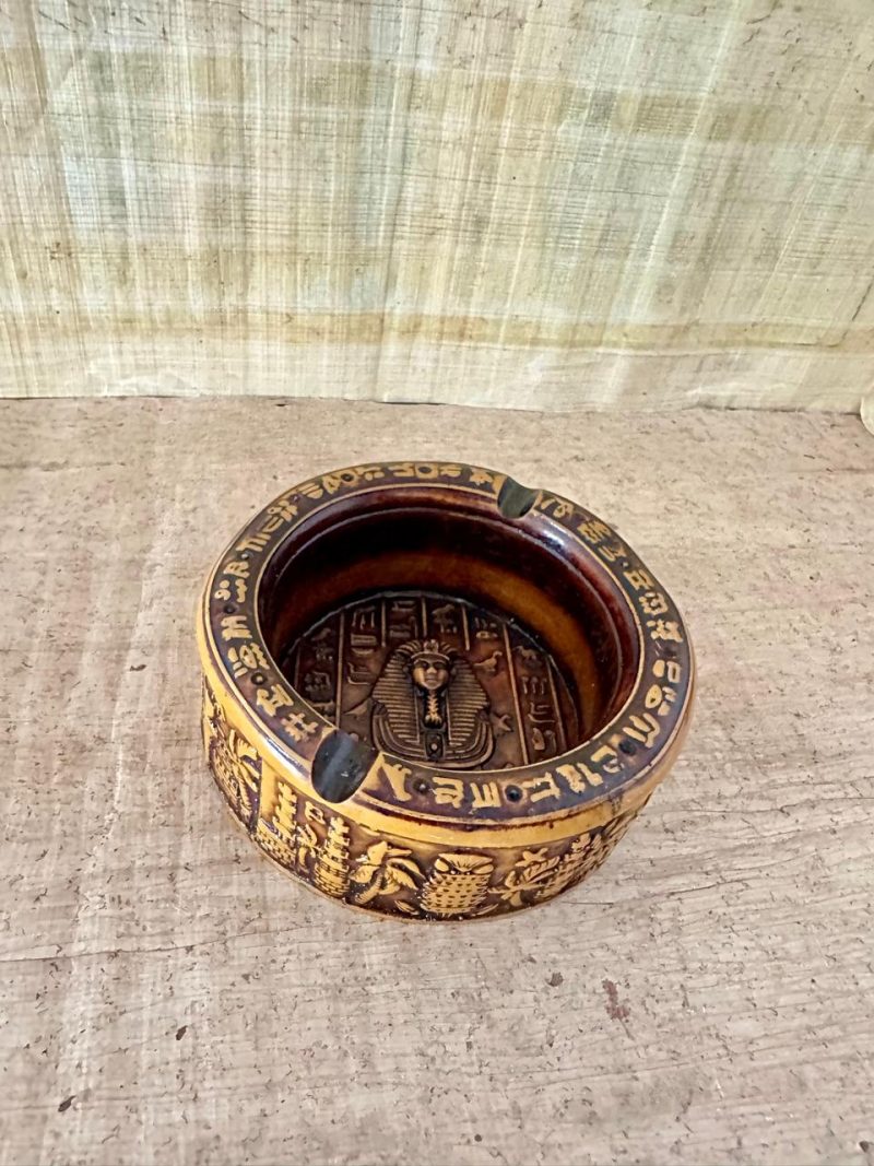 Handmade Egyptian Ashtray, 10 CM Diameter, Hand Painted, Artisanal, Small