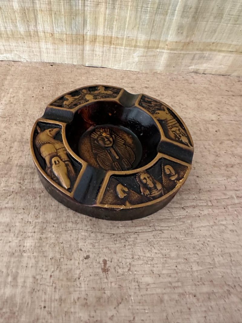 Handmade Egyptian Ashtray, 10 CM Diameter, Hand Painted, Artisanal, Small